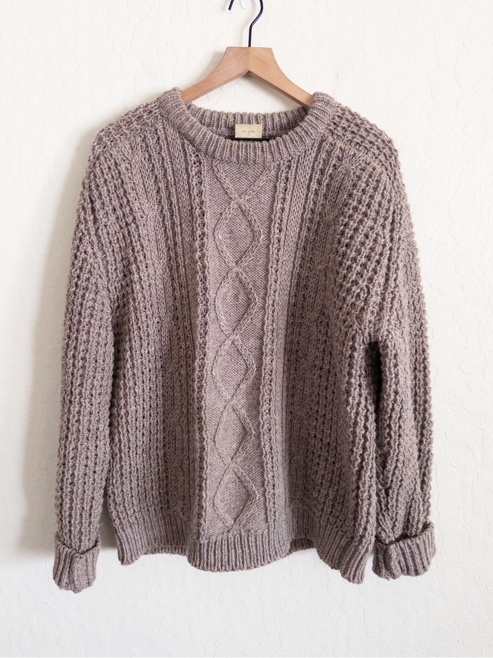 Vintage Falcarragh Irish Wool Chunky Cable Knit Crewneck Sweater Large Fisherman